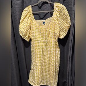 Yellow White Patterned Dress